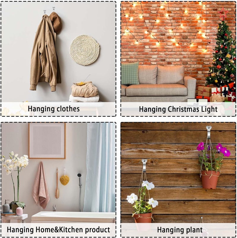 Dreecy 60 Packs String Light Hooks for Outside Stainless Steel Outdoor Light Hanger Hooks for Outdoor String Lights Screw Hooks for Christmas Party Easy Release Wire and Fairy Led Lights - Image 5